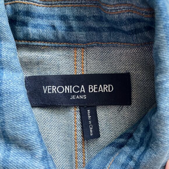 Veronica Beard Dahl Sapphire Stripe Cotton Denim Jacket XS Utility Casual Jean - Picture 14 of 15